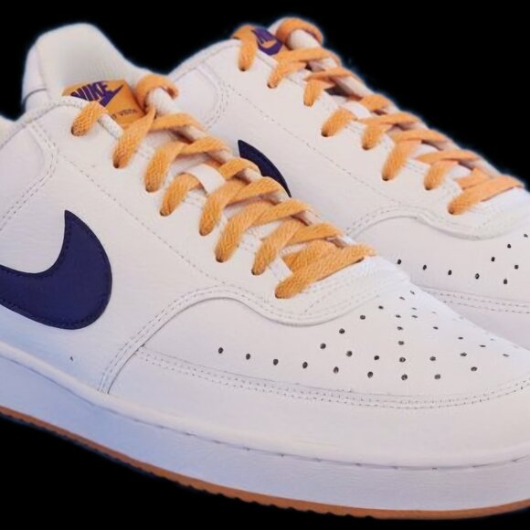Nike Court Vision Low WhiteElectro Purple / Light Curry Gold Yellow Laces Men